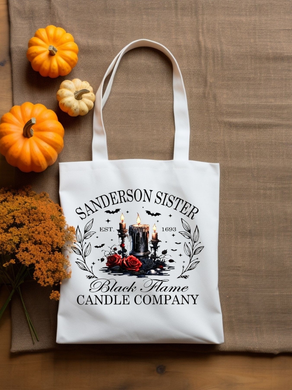 Black Flame Candle Company White Tote Bag